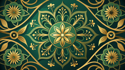 Fototapeta premium Interlaced Gold and Dark Green Floral Patterns for New Year. Perfect for: New Year's, Holiday Celebrations