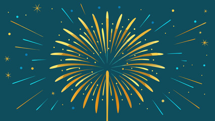 Obraz premium Golden Fireworks in Dark Blue Night Sky. Perfect for: New Year, Independence Day, Fireworks Shows