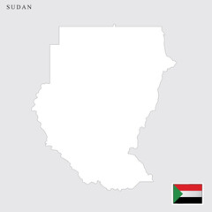 Sudan map and flag vector icon