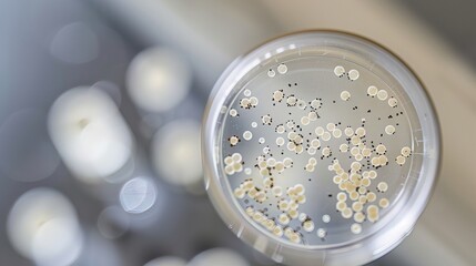 Close-up of microscope slide revealing intricate fungal spores, essential for research on fungal diseases and microbiology studies.