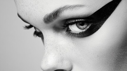 Obraz premium Dramatic Eye Makeup Art in Black and White