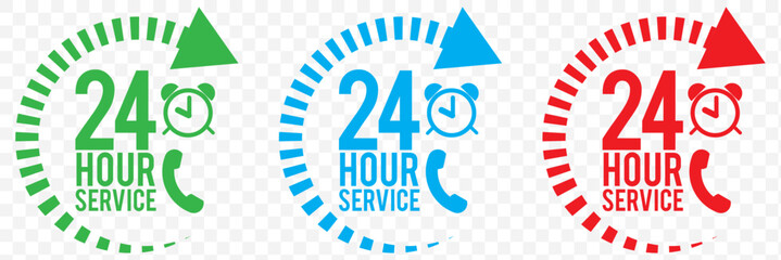 24 hour service vector design with telephone illustration. eps 10.