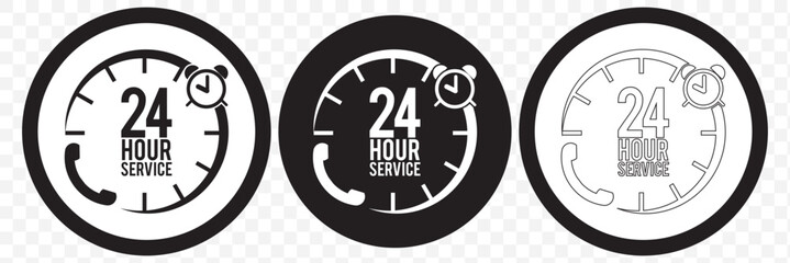 24 hour service vector design with telephone illustration. eps 10.