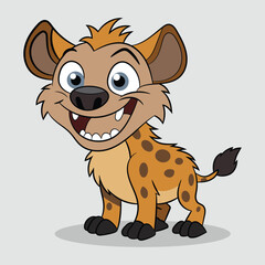  Cute cartoon funny hyena with a smile illustration
