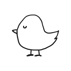 目を閉じているひよこの手書きイラスト © Sukesan