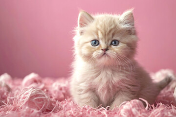 Portrait of a fluffy kitten in studio