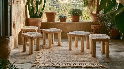 Fototapeta premium Cozy Outdoor Space with Natural Decor Elements