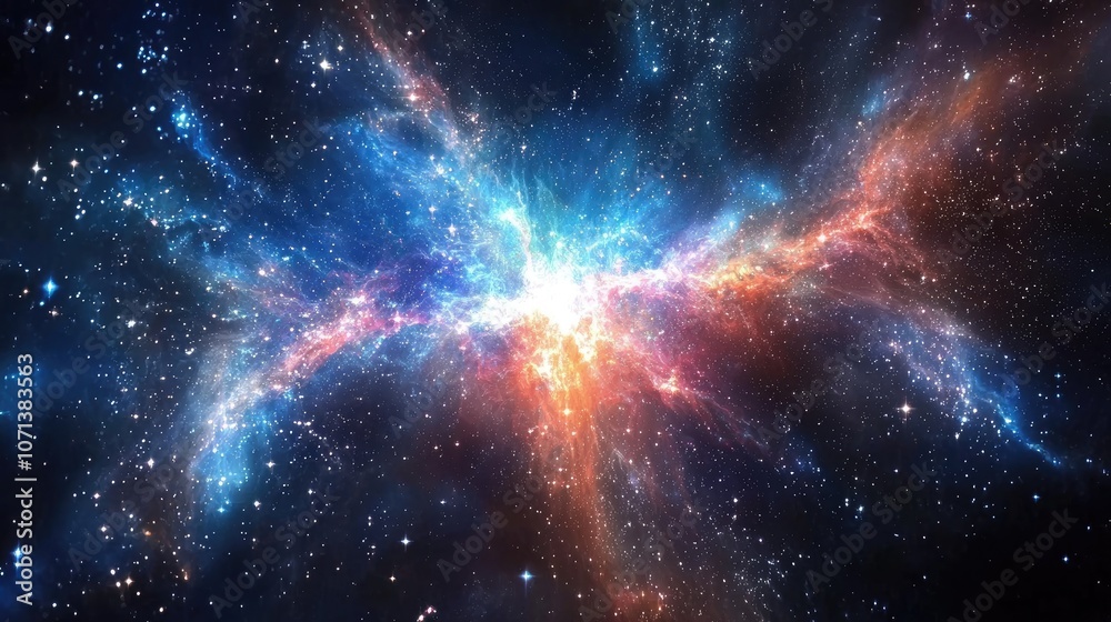 Wall mural a vibrant nebula explodes with color and light against a backdrop of twinkling stars.