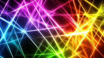 Obraz premium Colorful Fusion: A captivating background of neon lines in various colors, merging and contrasting beautifully