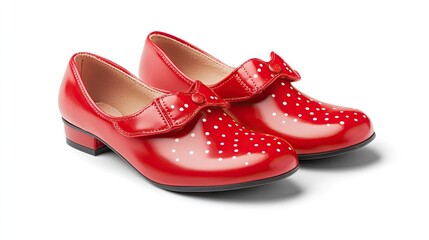 Stylish Red Shoes with Glossy Finish and Bow