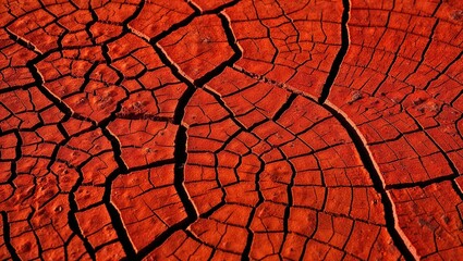 Close-up of cracked red earth texture in the Australian desert
