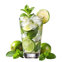 mojito cocktail with mint, Mojito cocktail on transparent background