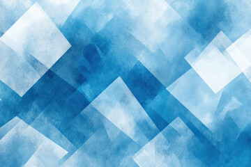 Modern and vibrant abstract background featuring a geometric pattern of blue watercolor shapes, ideal for projects related to art, design, and technology.
