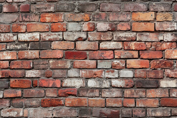 Fototapeta premium A high-resolution texture of weathered, multi-colored bricks is perfect for background use in design projects, adding a touch of history and rustic charm.