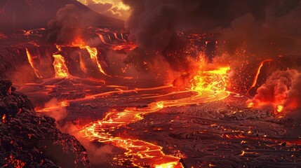 The air was thick with the scent of sulfur as a gust of wind carried glowing lava dust from the nearby volcano coating everything in its path.