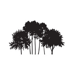 silhouette tree line drawing set, graphics trees elements outline symbol for architecture and landscape design drawing Vector illustration in stroke fill in white.