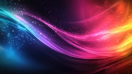 Obraz premium Abstract colorful glowing waves on black background.