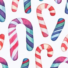 Fototapeta premium Mintinfused candy cane pattern with vibrant colors on a clean white backdrop, seasonal sweets