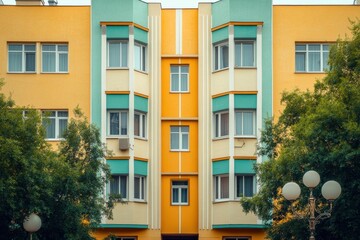 Fototapeta premium An elegant Art Deco apartment building with symmetrical lines