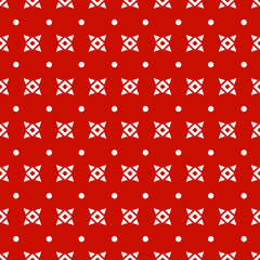 Abstract Ikat white circle with triangle and square seamless pattern and geometric shapes on red wallpaper and vector background. Christmas concept