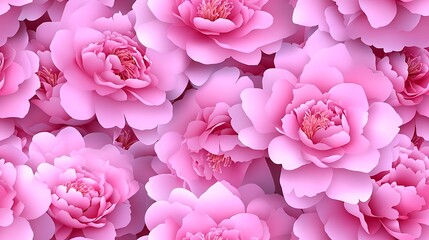 Fototapeta premium Pink Peonies Seamless Pattern in Bloom