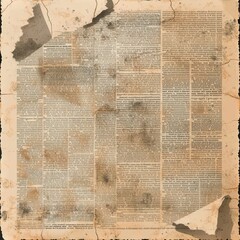 Fototapeta premium Processed vintage newspaper grunge design, text overlay area, 3D illustration