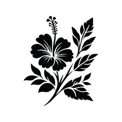 Hibiscus flower black white silhouette