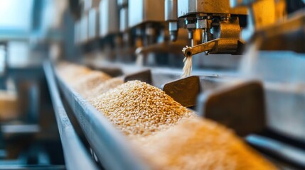 Close-up of milling equipment in an industrial rice mill, designed for cleaning, hulling, and efficient rice processing