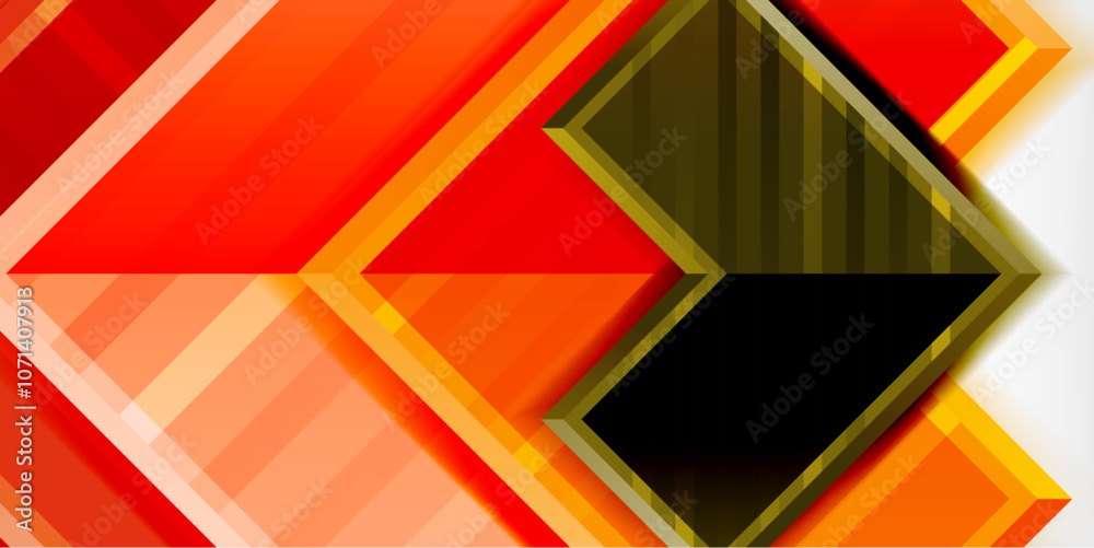 Poster Arrow symbols created with 3d effects and line texture geometric abstract background