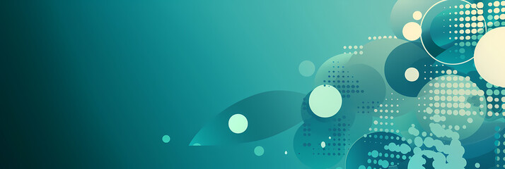 Obraz premium Abstract background with teal and white circles.