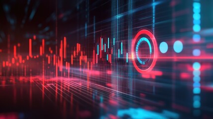 Abstract Data Visualization in Blue and Red Tones