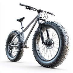 Naklejka premium Mountain bike isolated on white, showcasing its sturdy frame and rugged tires.