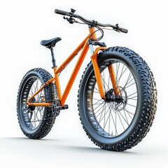 Fototapeta premium Mountain bike isolated on white, showcasing its sturdy frame and rugged tires.
