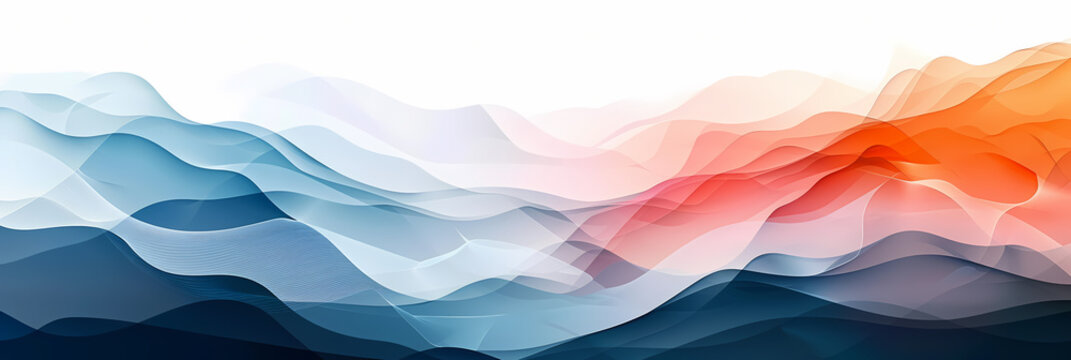 Abstract landscape with a gradient of cool blue and warm orange hues, creating a sense of depth and dimension.