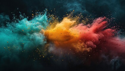 Fototapeta premium Colored powder explosion. Explosive splash red, 