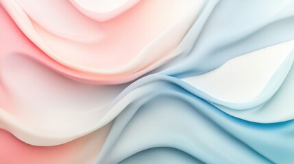 Elegant wave background in soft pastel colors, featuring a smooth transition from pink to blue on a minimalist white canvas