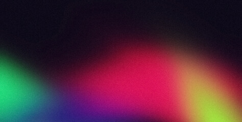 Abstract glowing red orange green blue color grainy gradient backdrop. Dark wave shaped color flow noisy curved texture, vibrant colors, website header design, poster, banner, cover