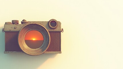 Vintage Camera Capturing the Sunset Moment