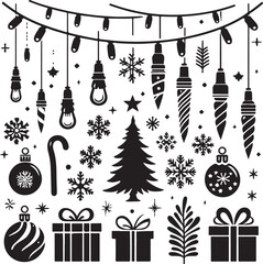 Christmas lights, silhouette, vector