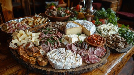 Fototapeta premium Variety of Traditional Balkan Dishes with Cheese
