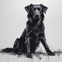 Majestic Black Dog Portrait 