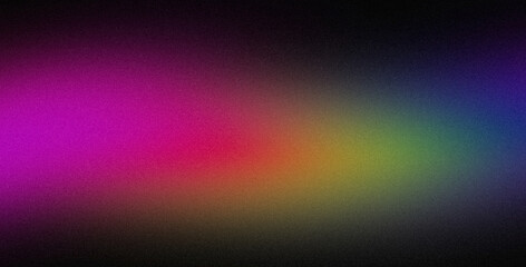 Abstract glowing purple pink red green blue color grainy gradient backdrop. Dark wave shaped color flow noisy curved texture, vibrant colors, website header design, poster, banner, cover