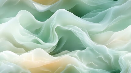 Fototapeta premium Serene beige and sage green waves, matte finish, evoking tranquility and freshness in a harmonious design.