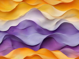 Obraz premium Lavender and yellow waves, a serene blend of soft colors, evoking a cheerful and gentle atmosphere in harmonious flow