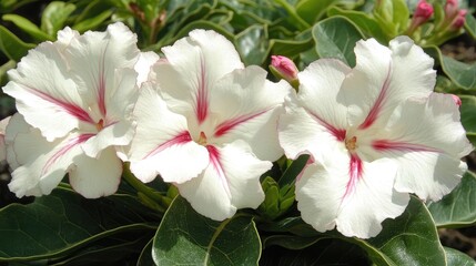 Obraz premium Beautiful White Flowers with Soft Pink Stripes