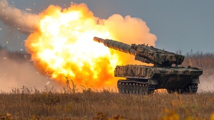 Fototapeta premium High-impact multi-rocket artillery system, designed for concentrated firepower in combat