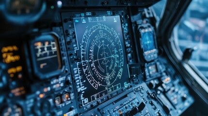 Fototapeta premium High-tech military radar system on aircraft, highlighting defense and surveillance capabilities in modern aviation.