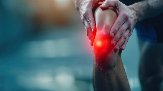 Knee awareness: visualization of discomfort in patellar joint illustrates impact of pain on daily activities, emphasizing need for preventive measures, therapies to promote joint health and recovery.
