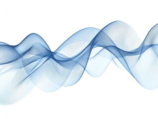 Abstract blue wave lines flowing and merging on white background.