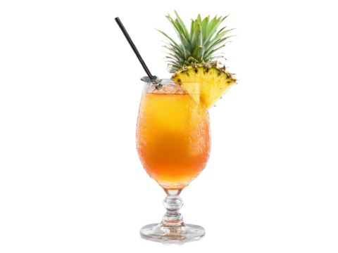 Rum Runner Rush a tropical rum runner glass filled with a fruity colorful liquid surrounded